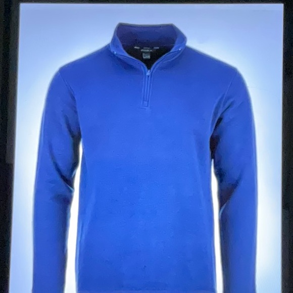 NWT men’s Eddie Bauer fleece lined ocean blue 1/4 zip shirt, size L